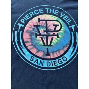 Y2K Pierce The Veil San Diego Tie-Dye Band T-Shirt Black Emo Hardcore Tee